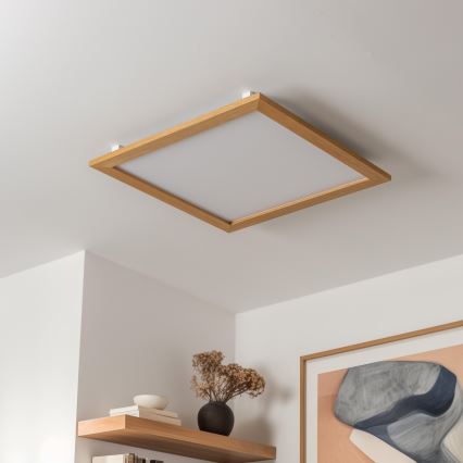 Eglo - LED himmennettävä pinta-asennettava paneeli SALOBRENA-CL WOOD LED/31W/230V 2700-6500K 64x64 cm ruskea