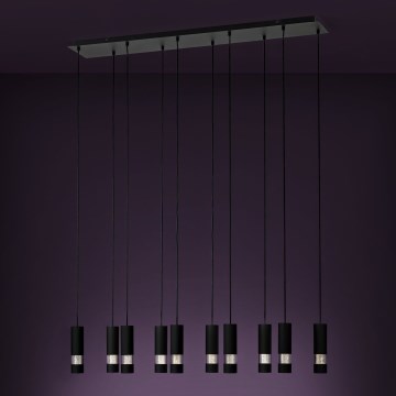 Eglo - LED-kattokruunu johdossa 10xGU10/4,6W/230V musta