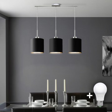 Eglo - LED  Kattokruunu johdossa TUNJA 3xE27/60W/230V musta