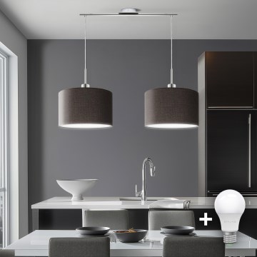 Eglo - LED Kattovalaisin köydellä TUNJA 2xE27/60W/230V ruskea