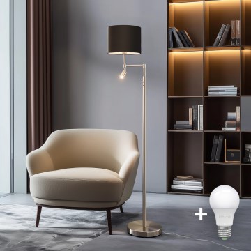 Eglo - LED-lattiavalaisin TUNJA 1xE27/60W/230V + LED/2,1W halkaisija 30 cm mattakromi/ruskea