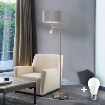 Eglo - LED-lattiavalaisin TUNJA 1xE27/60W/230V + LED/2,1W halkaisija 38 cm mattakromi/harmaa