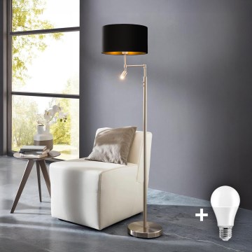 Eglo - LED-lattiavalaisin TUNJA 1xE27/60W/230V + LED/2,1W halkaisija 38 cm mattakromi/musta