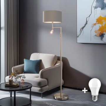 Eglo - LED-lattiavalaisin TUNJA 1xE27/60W/230V + LED/2,1W halkaisija 38 cm mattakromi/taupe