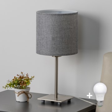 Eglo - LED pöytälamppu TUNJA 1xE27/60W/230V 26,5 cm mattakromi/harmaa
