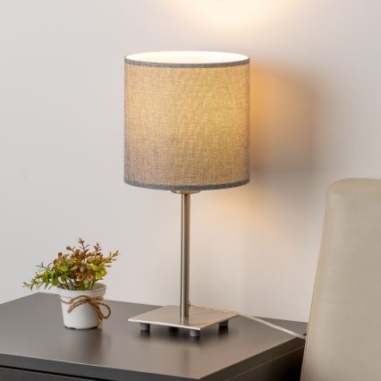 Eglo - LED pöytälamppu TUNJA 1xE27/60W/230V 26,5 cm mattakromi/harmaa