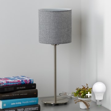 Eglo - LED pöytälamppu TUNJA 1xE27/60W/230V 38,5 cm mattakromi/harmaa