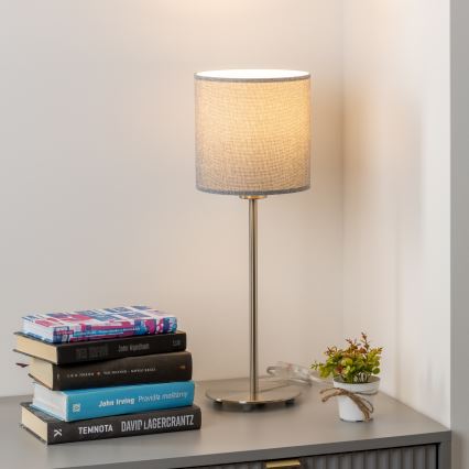 Eglo - LED pöytälamppu TUNJA 1xE27/60W/230V 38,5 cm mattakromi/harmaa