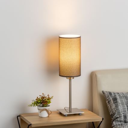 Eglo - LED Pöytävalaisin TUNJA 1xE27/60W/230V 26,5 cm mattakromi/ruskea