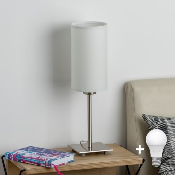 Eglo - LED Pöytävalaisin TUNJA 1xE27/60W/230V 26,5 cm mattakromi/valkoinen