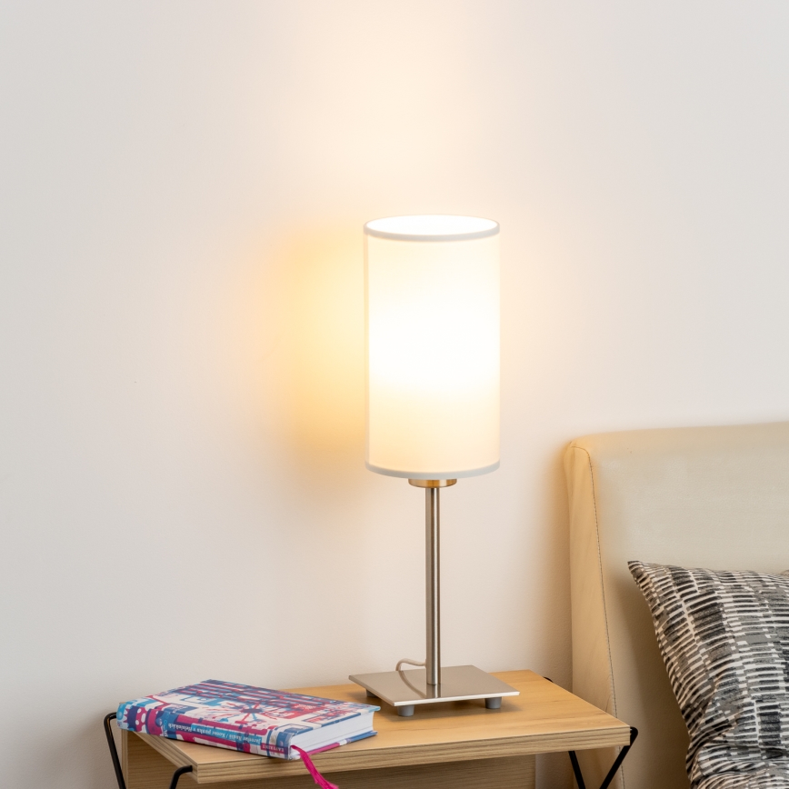 Eglo - LED Pöytävalaisin TUNJA 1xE27/60W/230V 26,5 cm mattakromi/valkoinen