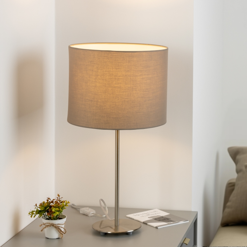 Eglo - LED-pöytävalaisin TUNJA 1xE27/60W/230V 38,5 cm mattakromi/taupe