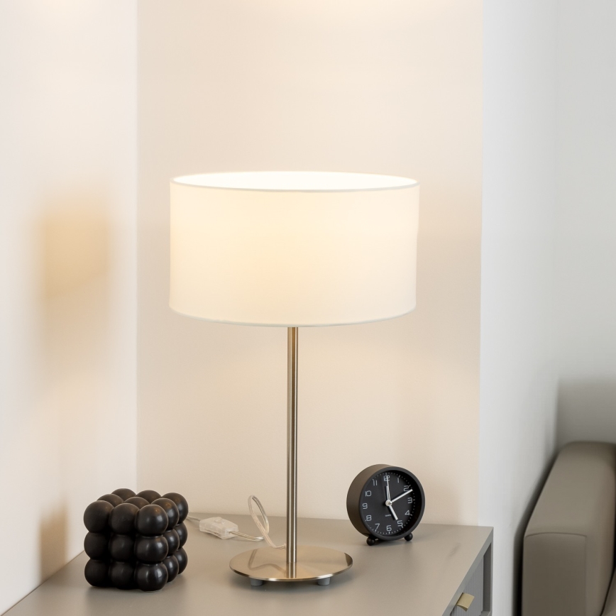 Eglo - LED Pöytävalaisin TUNJA 1xE27/60W/230V 38,5 cm mattakromi/valkoinen