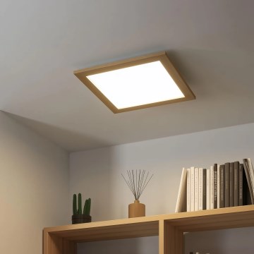 Eglo - LED RGB himmennettävä pinta-asennettava paneeli SALOBRENA-C WOOD LED/24W/230V 2700-6500K 49,5x49,5 cm ruskea + kaukosäädin