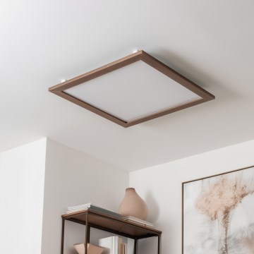 Eglo - LED RGB himmennettävä pinta-asennettava paneeli SALOBRENA-C WOOD LED/30,5W/230V 2700-6500K 64x64 cm tummanruskea + kaukosäädin