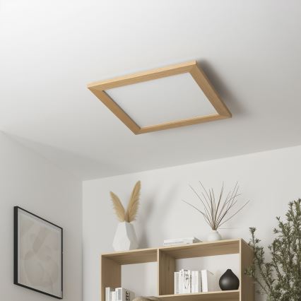 Eglo - LED RGB himmennettävä pinta-asennettava paneeli SALOBRENA-C WOOD LED/40W/230V 2700-6500K 49,5x49,5 cm ruskea + kaukosäädin