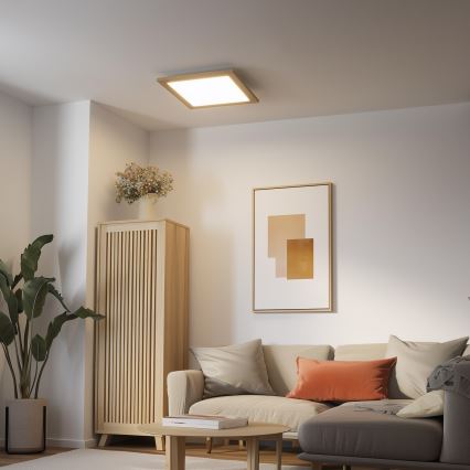 Eglo - LED RGB himmennettävä pinta-asennettava paneeli SALOBRENA-C WOOD LED/40W/230V 2700-6500K 49,5x49,5 cm ruskea + kaukosäädin