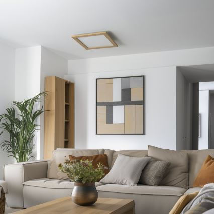 Eglo - LED RGB himmennettävä pinta-asennettava paneeli SALOBRENA-C WOOD LED/40W/230V 2700-6500K 49,5x49,5 cm ruskea + kaukosäädin