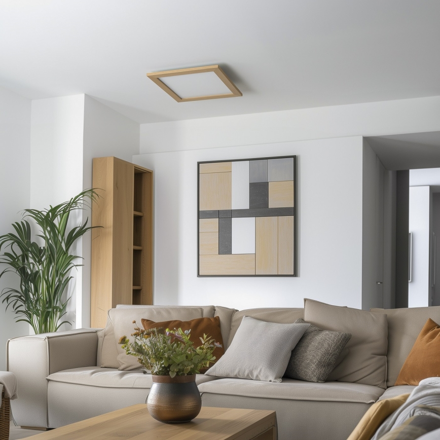 Eglo - LED RGB himmennettävä pinta-asennettava paneeli SALOBRENA-C WOOD LED/40W/230V 2700-6500K 49,5x49,5 cm ruskea + kaukosäädin