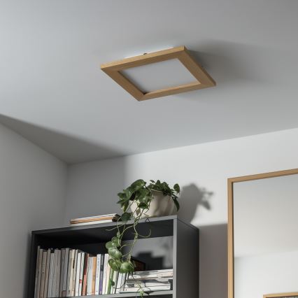 Eglo - LED RGBW himmennettävä pinta-asennettava paneeli SALOBRENA-C WOOD LED/16W/230V 2700-6500K 34x34 cm ruskea + kaukosäädin