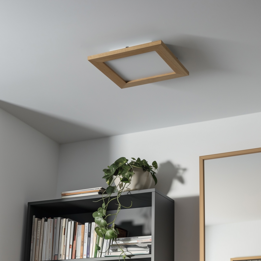 Eglo - LED RGBW himmennettävä pinta-asennettava paneeli SALOBRENA-C WOOD LED/16W/230V 2700-6500K 34x34 cm ruskea + kaukosäädin