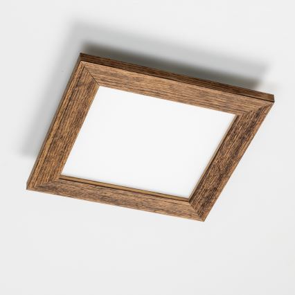 Eglo - LED RGBW Himmennettävä pinta-asennettava paneeli SALOBRENA-C WOOD LED/16W/230V 2700-6500K 34x34 cm ruskea + kaukosäädin