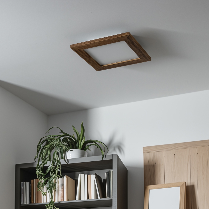 Eglo - LED RGBW Himmennettävä pinta-asennettava paneeli SALOBRENA-C WOOD LED/16W/230V 2700-6500K 34x34 cm ruskea + kaukosäädin