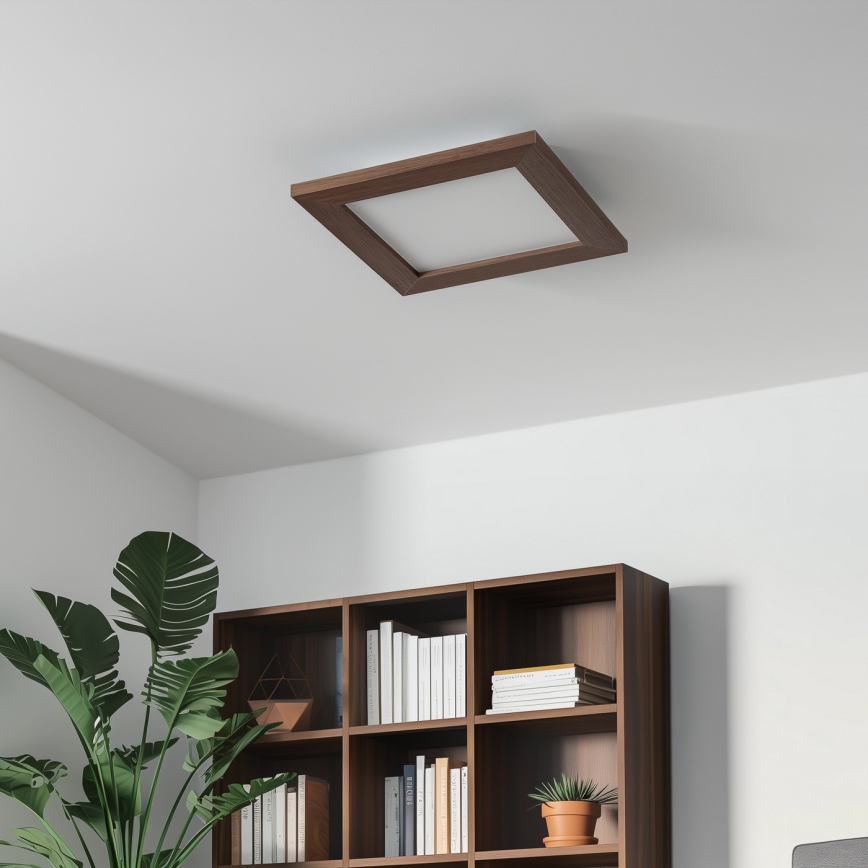 Eglo - LED RGBW himmennettävä pinta-asennettava paneeli SALOBRENA-C WOOD LED/16W/230V 2700-6500K 34x34 cm tummanruskea + kaukosäädin