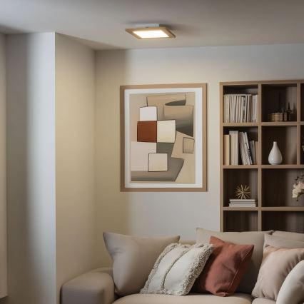 Eglo - LED RGBW himmennettävä pinta-asennettava paneeli SALOBRENA-C WOOD LED/16W/230V 2700-6500K 34x34 cm ruskea + kaukosäädin