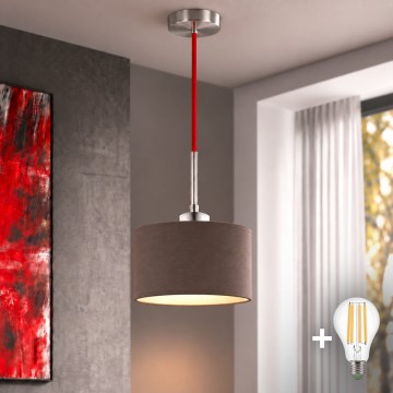 Eglo - LED-riippuvalaisin johdolla TUNJA 1xE27/60W/230V halkaisija 20 cm ruskea/punainen