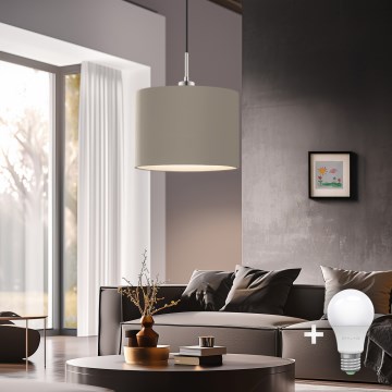 Eglo - LED  Riippuvalaisin vaijerilla TUNJA 1xE27/60W/230V taupe
