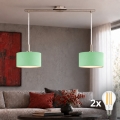 Eglo - LED-riippuvalaisin vaijerilla TUNJA 2xE27/60W/230V mattakromi/vihreä