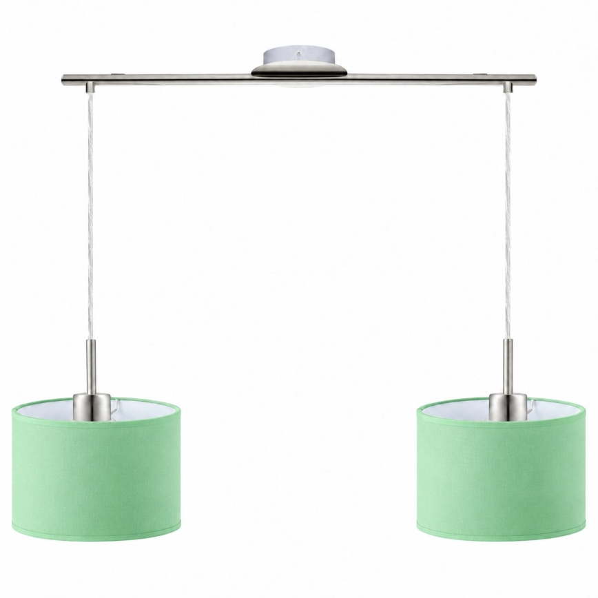 Eglo - LED-riippuvalaisin vaijerilla TUNJA 2xE27/60W/230V mattakromi/vihreä