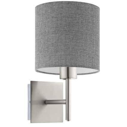 Eglo - LED-seinävalaisin TUNJA 1xE27/60W/230V mattakromi/harmaa