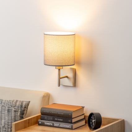 Eglo - LED-seinävalaisin TUNJA 1xE27/60W/230V mattakromi/harmaa