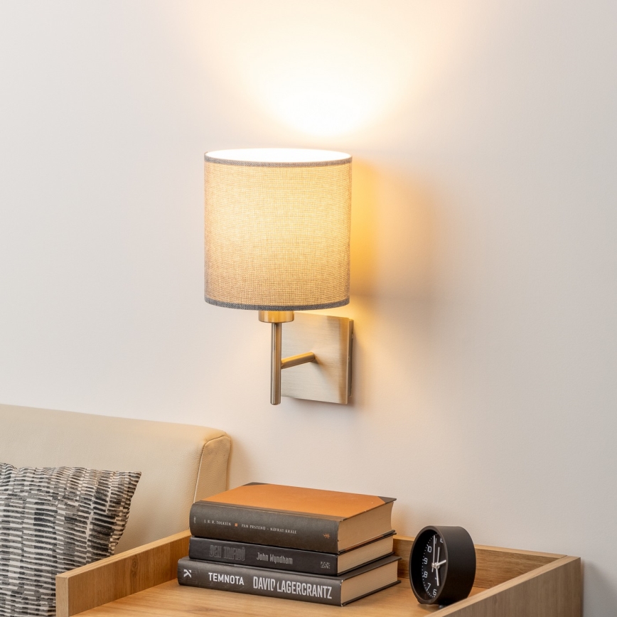 Eglo - LED-seinävalaisin TUNJA 1xE27/60W/230V mattakromi/harmaa