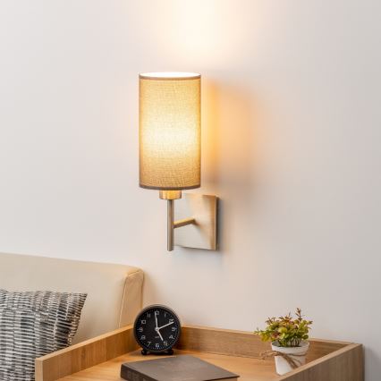 Eglo - LED-seinävalaisin TUNJA 1xE27/60W/230V mattakromi/ruskea