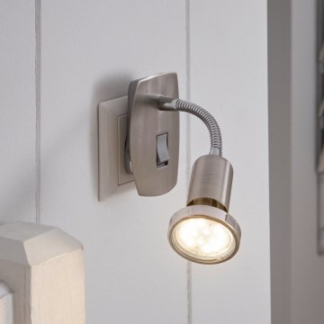 Eglo - pistokkeellinen LED-valaisin 1xGU10/2,8W/230V mattakromi