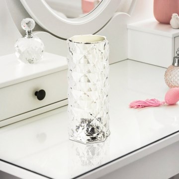 Eglo - RGB-LED himmennettävä, kosketusohjattu ladattava pöytävalaisin, 800 mAh, läpinäkyvä