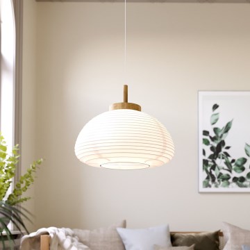 Eglo - Riippuvalaisin kaapelilla 1xE27/40W/230V Ø 55 cm valkoinen/beige