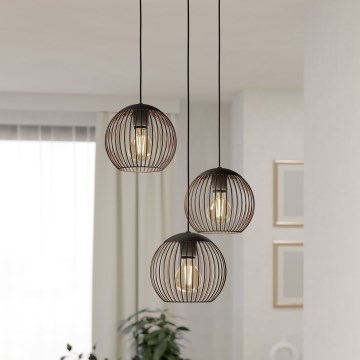 Eglo - Ripustettava valaisin vaijerilla 3xE27/60W/230V musta