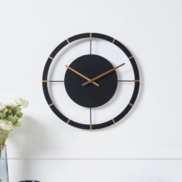 Eglo - Seinäkello 1xAA halkaisija 40 cm musta/kulta