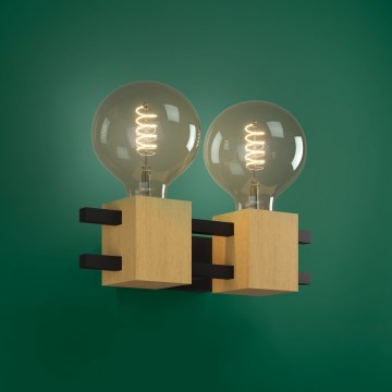 Eglo - Seinävalaisin 2xE27/40W/230V musta/ruskea