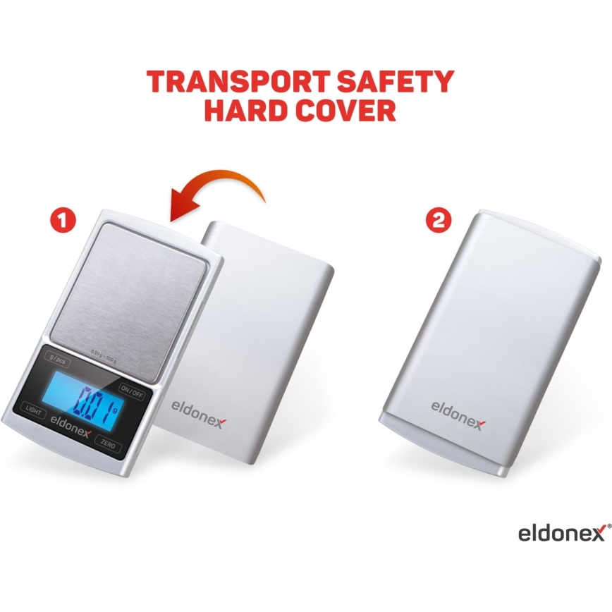 ELDONEX EKS-4040-SL - Tarkka vaaka 2xCR2032 hopea