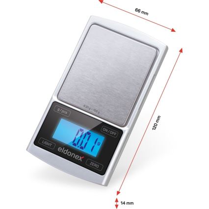 ELDONEX EKS-4040-SL - Tarkka vaaka 2xCR2032 hopea