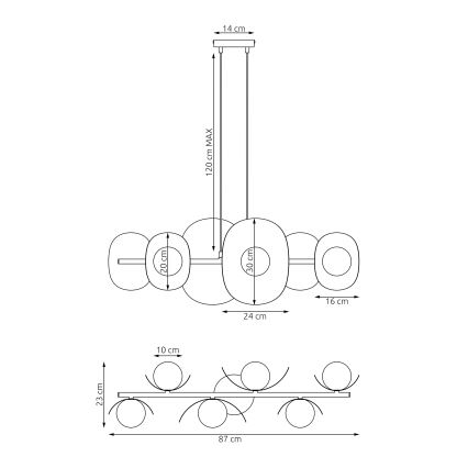 ELEMENTI kaapeliriippuvalaisin 6xG9/8W/230V beige