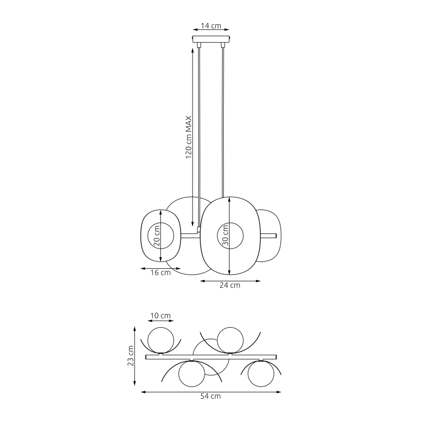 ELEMENTI-riippuvalaisin vaijerilla 4xG9/8W/230V harmaa