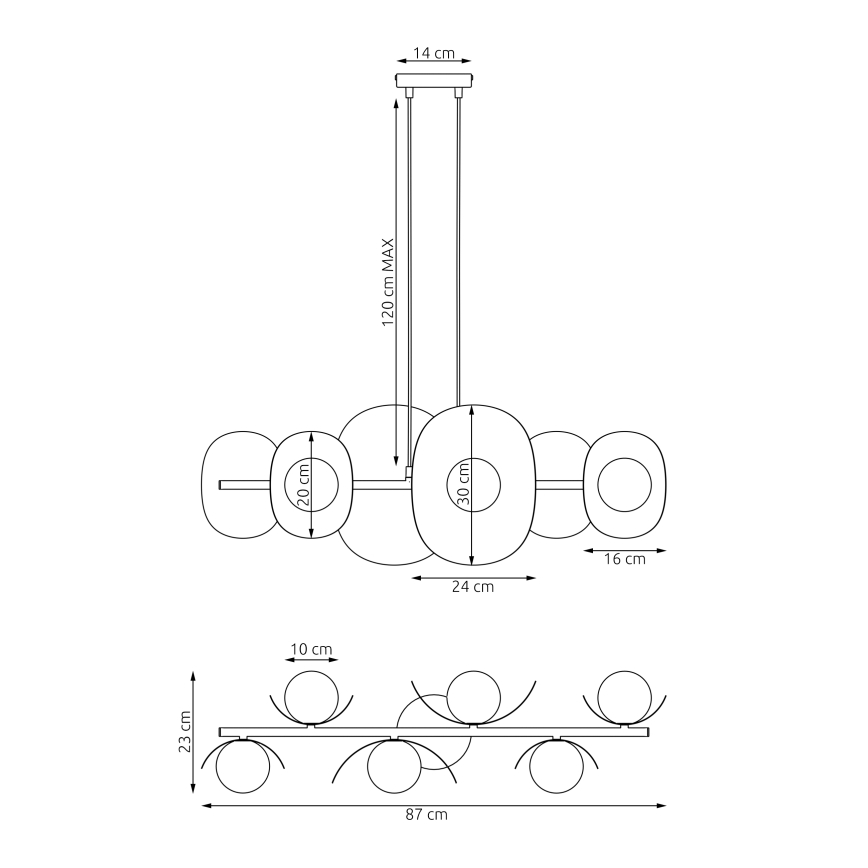 ELEMENTI-riippuvalaisin vaijerilla 6xG9/8W/230V, harmaa