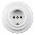 Elhard - Keraaminen retro-pistorasia kehyksellä SCHUKO 230V valkoinen