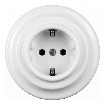 Elhard - Keraaminen retro-pistorasia kehyksellä SCHUKO 230V valkoinen